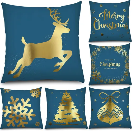 Vista 11 de Tatuo Juego de 6 fundas de almohada de Navidad de 18 x 18 pulgadas, fundas de almohada decorativas para Navidad, fundas de cojín para decoración