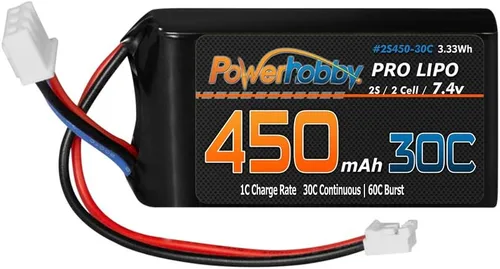 Vista 3 de Powerhobby 2s 450mah 30C Lipo Batería (paquete de 2) : Axial SCX24