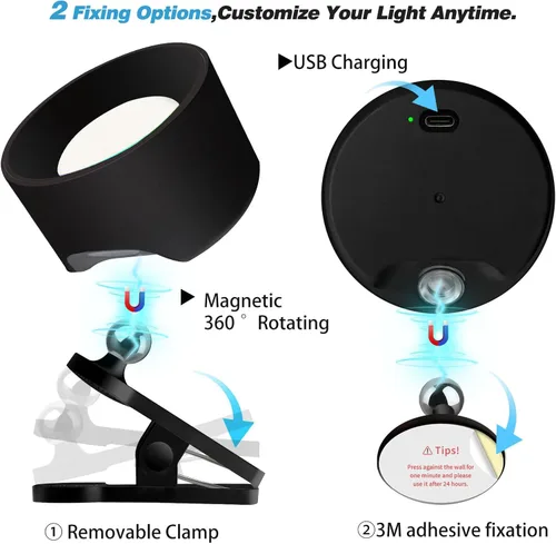 Vista 3 de Adetu 2 Pcs LED Wall Mounted Lights, RGB Wall Sconces Lamp