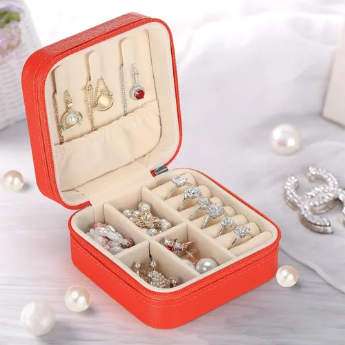 Vista 5 de LETURE Joyero pequeño organizador de 3 piezas para viajes, mini organizador portátil de joyería de viaje, caja de almacenamiento para anillos