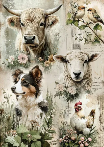 Vista 14 de Papel de arroz para decoupage A4, papel vintage para decoupage, papel vintage (Highland de Navidad - 2 hojas)
