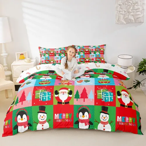 Vista 50 de Feelyou Juego de ropa de cama de Navidad gris para niños, tamaño individual, funda de edredón enana de Navidad para niños, niñas, adolescentes
