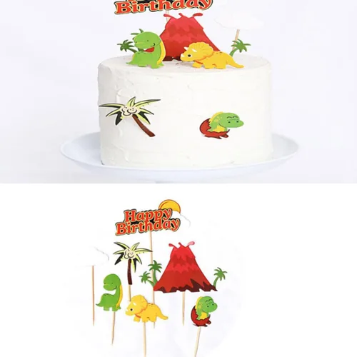 Vista 5 de 22pcs Dinosaur Cake Toppers Paper Picks for Cake Dessert Party