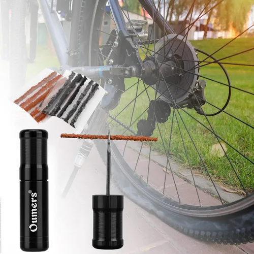 Vista 3 de Oumers Kit de herramientas de reparación de neumáticos de bicicleta sin cámara, pinchazos de neumáticos de bicicleta con 5 tiras de tocino más
