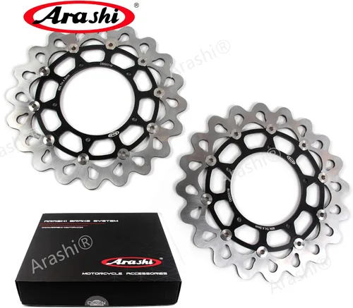 Vista 2 de Arashi Rotores de disco de freno delantero y trasero para Yamaha YZF R1 2004 2005 2006 motocicleta accesorios de repuesto YZF-R1 negro 04 05 06
