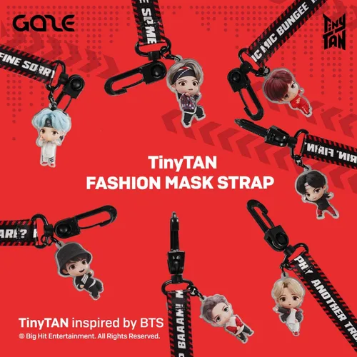 Vista 5 de GAZE TinyTAN - Correa para máscara de moda inspirada en BTS con dije, V
