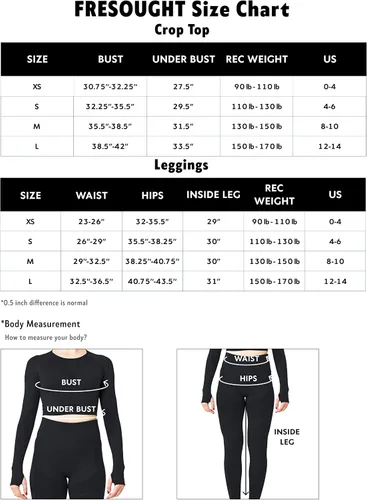Vista 4 de FRESOUGHT Conjuntos de entrenamiento para mujer 2 piezas camiseta corta de manga larga sin costuras y leggings de cintura alta ropa deportiva a