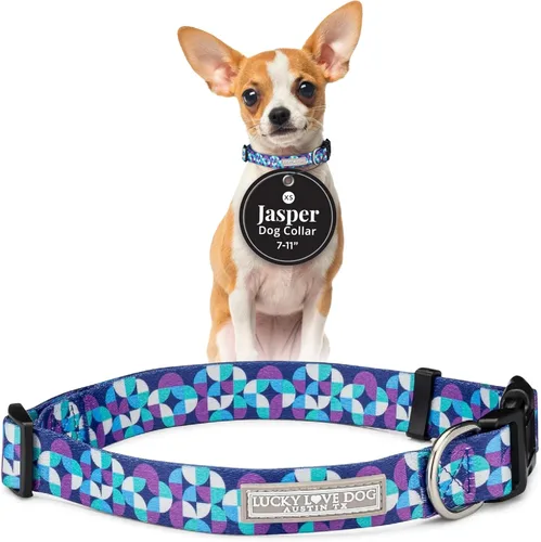 Vista 54 de Lucky Love Dog - Collar de perro ajustable con hebilla de fácil clic para los pequeños, duradero y cómodo para perros machos y hembras, collar