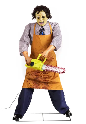 Vista 5 de Decoración Animatrónica de Leatherface de 6 Pies para Halloween Multicolor