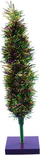 Vista 6 de Soporte de base de madera para árbol de Navidad con temática de Mardi Gras, 18 pulgadas