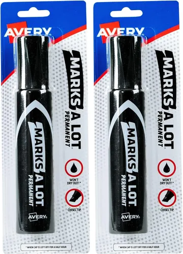 Vista 8 de Avery Marks-A-Lot - Marcador permanente, tamaño jumbo estilo escritorio, punta de cincel, resistente al agua y al desgaste, marcador negro (24138)