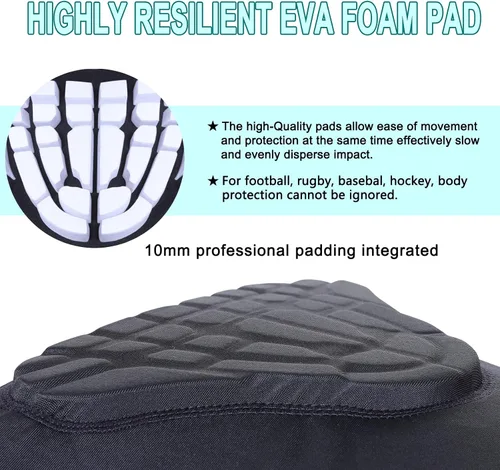 Vista 5 de Protector de costilla de fútbol acolchado para niños y niñas, camiseta de protección de pecho para rugby, béisbol, fútbol, baloncesto