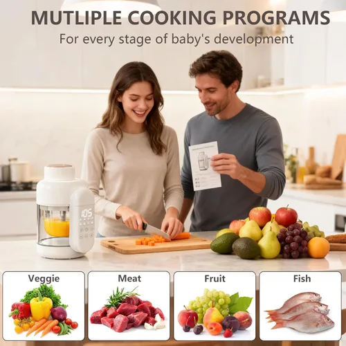 Vista 4 de Máquina de alimentos para bebés, vaporizador y licuadora de vidrio para bebés, procesador de alimentos no plástico, 10 onzas, máquina de puré de un