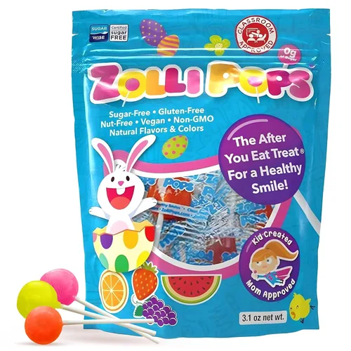 Vista 28 de Zolli Drops - Caramelos sin azúcar con xilitol, paletas sin colorantes, aptos para dieta cetogénica y diabética, golosinas aprobadas por dentistas