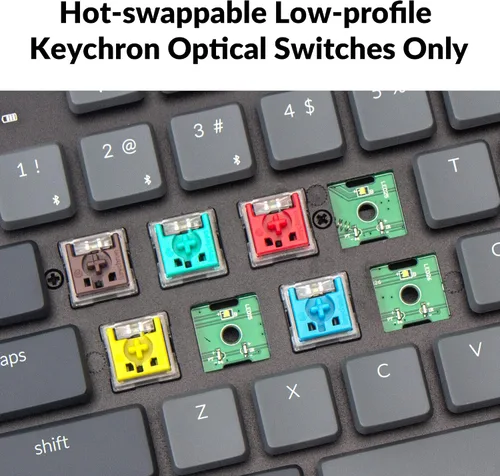 Vista 2 de Keychron K1 Tenkeyless Layout - Teclado mecánico inalámbrico BluetooUSB con cable para Mac Windows con interruptor óptico de menta de perfil bajo