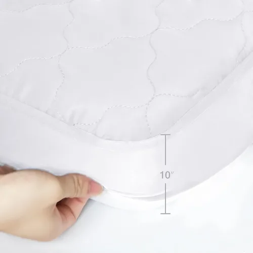 Vista 3 de Coldwind Sábana para cuna de 31 x 75 pulgadas y protector de colchón impermeable para cuna de 30 x 75 pulgadas, color blanco
