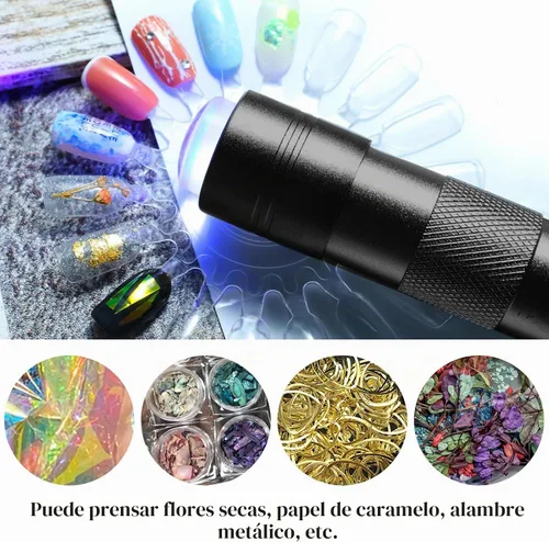 Vista 5 de Luz UV portátil de mano para uñas de gel, mini lámpara de uñas UV LED con sello de punta francesa cabeza de silicona, pequeña lámpara para Uñas U V