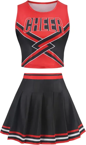 Vista 3 de GRAJTCIN Tenns & - Uniforme de animadora para mujer, disfraz de Halloween para adultos, traje de animadora