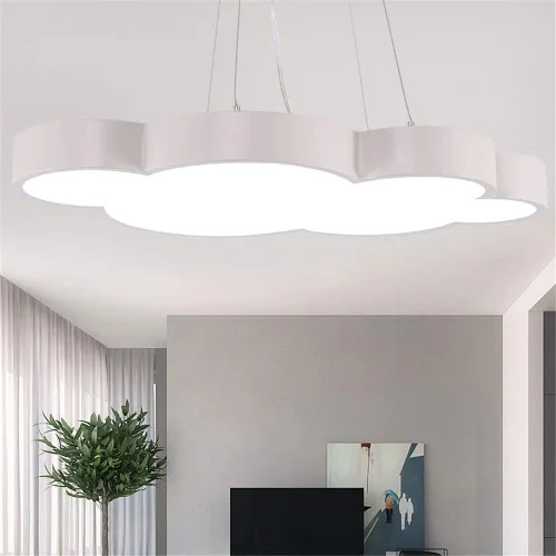 Vista 6 de Luces colgantes LED modernas regulables en forma de nube, NIUYAO Kids Room Metal 1 lámpara colgante en acrílico (bombilla incluida)