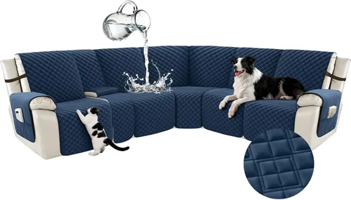 Vista 74 de Arfntevss Fundas para sofá seccional reclinable para sofá seccional en forma de L, funda antideslizante lavable para sofá reclinable con forma de L