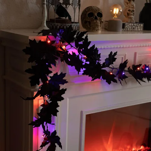 Vista 7 de Valery Madelyn Guirnalda de Halloween de 9 pies con luces para decoración