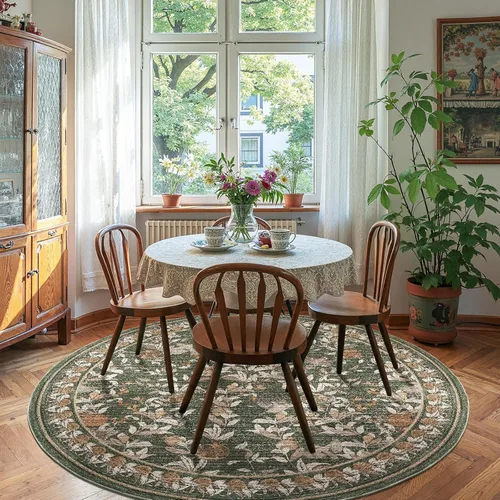 Vista 39 de jinchan Alfombra de entrada lavable vintage floral de medio círculo de 2 x Eden Azul/Verde