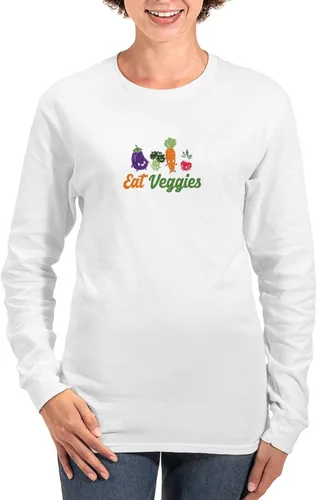 Vista 4 de CafePress Eat Veggies Vegetarian Veganis Long Sleeve T Shirt Women's Long Sleeve Light T-Shirt