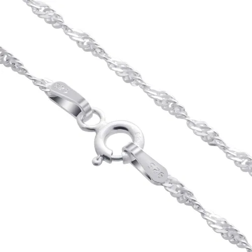 Vista 3 de Cadena de pie Singapur de plata esterlina de 0.059 pulgadas con cierre de anillo de resorte, tobilleras para mujer