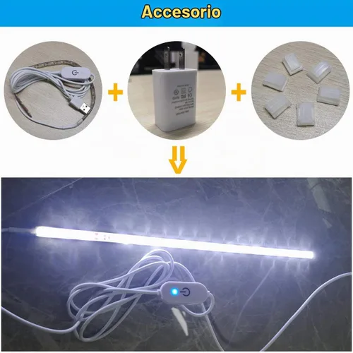 Vista 3 de Tira de luz de costura brillante con atenuador táctil blanco frío 6500K