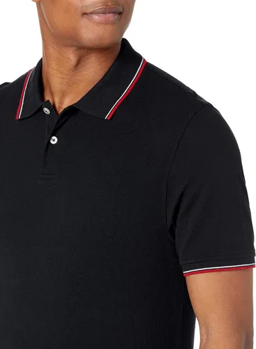 Vista 5 de Tienda Essentials Camiseta polo para hombre de manga corta y ajuste ajustado de algodón piqué