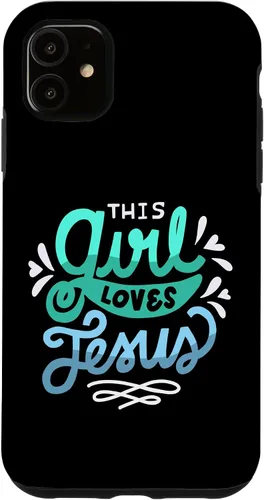 Vista 5 de Funda para iPhone 15 This Girl Loves Jesus Christian Faith Women
