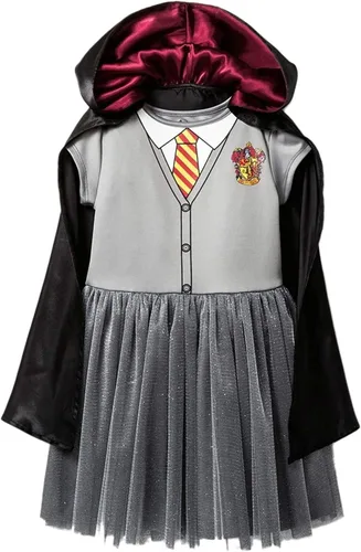 Vista 3 de Harry Potter Vestido de niña Hermione Hogwarts Crest con capucha y capa Gryffindor