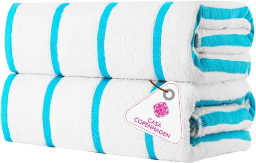 Vista 56 de CASA COPENHAGEN Exotic - Juego de 6 toallas de diseño de 100% algodón egipcio, color azul aguamarina, 550 GSM, 2 toallas de baño, 2 toallas de baño
