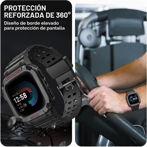Vista 4 de FINTIE - Correa con funda compatible con Fitbit Versa 4/3/2/1/Lite y Sense 2 1 Negro