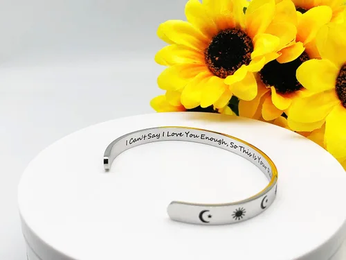 Vista 144 de Pulseras inspiradoras para mujer, joyería de acero inoxidable, con refranes, pulsera motivacional con mensaje oculto, pulseras grabadas para mejor