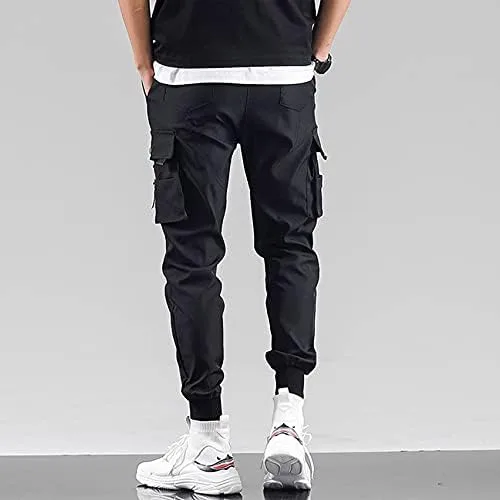 Vista 5 de Streetwear - Pantalones de hip hop, pantalones tipo cargo, pantalones deportivos, casuales, para hombres, parejas, mujeres, unisex