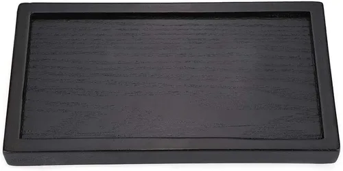 Vista 6 de Bandeja de madera, bandeja rectangular de madera maciza para servir, moderna, elegante, para té, café, aperitivos, comidas, plato con bordes