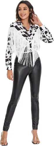 Vista 5 de Verdusa - Blusa de manga larga con ribete de flecos abotonada para mujer