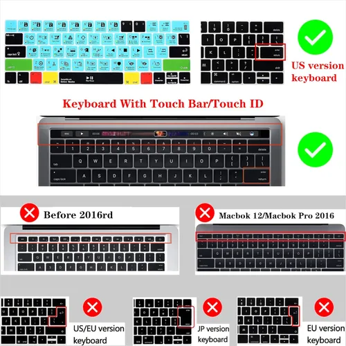 Vista 5 de Davinci Resolve Shortcuts - Funda de teclado para MacBook Pro 2016-2024 M1/M2 de 14 pulgadas y MacBook Pro de 16 pulgadas, MacBook Pro 13 15 Touch