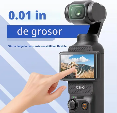 Vista 3 de DJI Osmo Pocket 4/Pocket 3 - Protector de pantalla, resistente a los arañazos, película LCD de vidrio templado Ultra-HD y protector de lente
