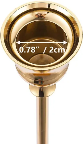 Vista 5 de Juego de 15 portavelas dorados para candelabros, portavelas cónicos Inweder de metal altos para centro de mesa, boda, decoración del hogar, comedor