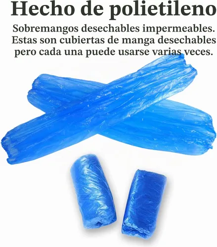 Vista 4 de Yzurbu Mangas de brazo desechables, cubiertas protectoras impermeables de plástico con elástico en el puño