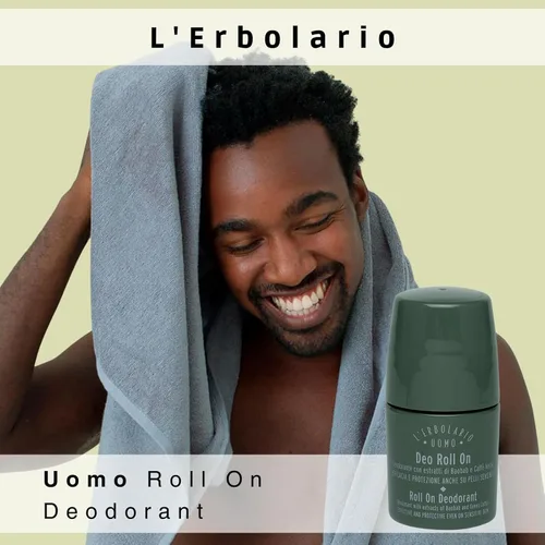Vista 2 de L'Erbolario Uomo Roll On Desodorante para hombre con baobab y extracto de café verde, inhibe olores, suaviza la piel, para todo tipo de piel, 1.6