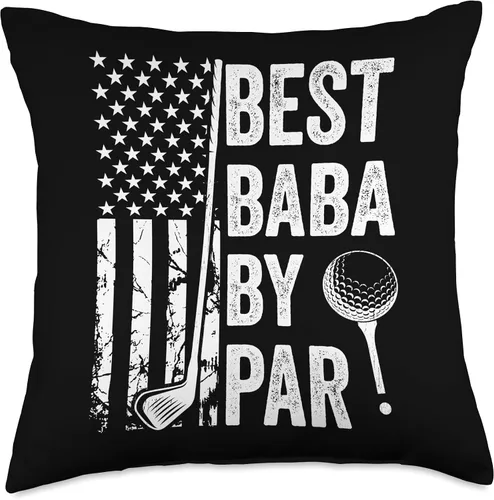 Vista 5 de Best Dad By Par Golfing Apparel by AlphaONE Best Baba by Par - Cojín de golf para papá con bandera de Estados Unidos, 16 x 16 pulgadas, multicolor