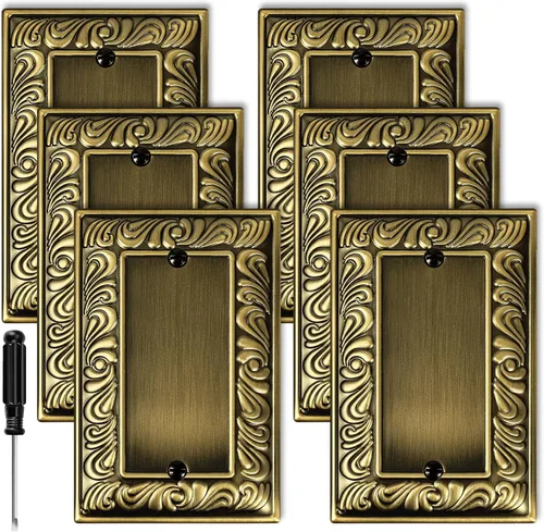 Vista 14 de Cubiertas Decorativas de Interruptor de Luz de Latón Antiguo Placas de Pared Placas de Interruptor Basculante Cubiertas de Enchufes