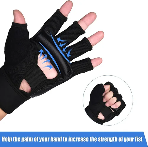 Vista 6 de Guantes de boxeo de kickboxing, guantes de boxeo para hombres, mujeres, niños, medio dedo, saco de boxeo, guantes de lucha para hombres y mujeres