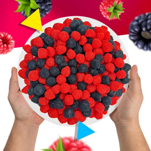Vista 5 de Caramelos gomosos de bayas, caramelos masticables rojos y negros a granel