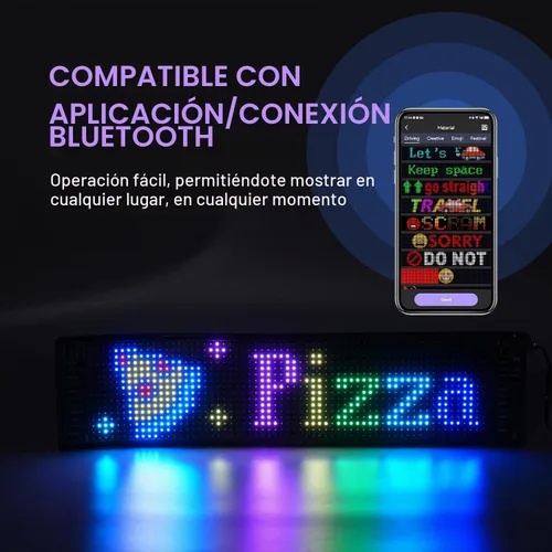 Vista 6 de Letrero LED programable de desplazamiento – Tablero de visualización a todo color con control de aplicación Bluetooth – Patrones personalizados