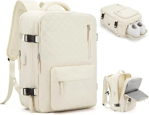 Vista 53 de WONHOX - Mochila grande, aprobada para vuelo, unisex, para viajes, trabajo, negocios o laptop, a1-Negro, Medium