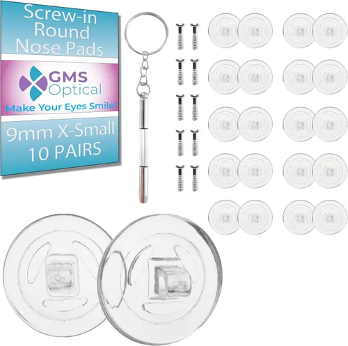 Vista 10 de Screw-in Nose Pads Round 11mm Small 10 Pairs Eye Glasses Nose Pads Non Slip